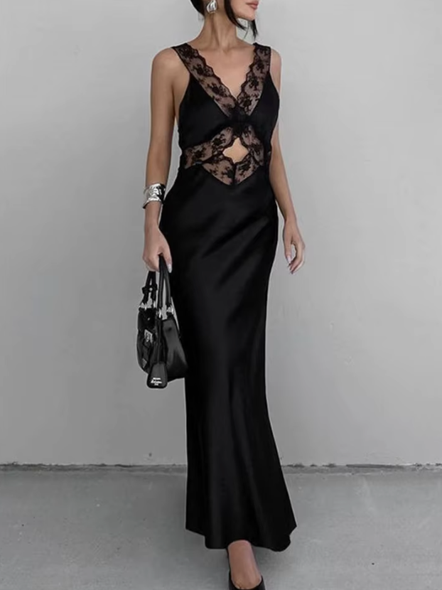 Luxe Lace Splice Maxi Dress