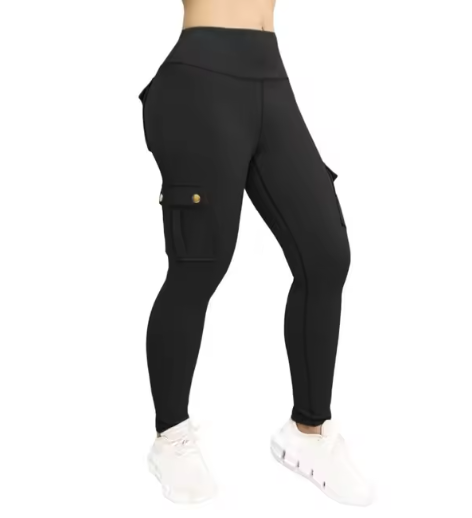 High Elastic Fitness Pants with Pockets