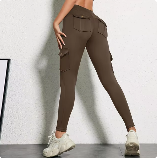 High Elastic Fitness Pants with Pockets