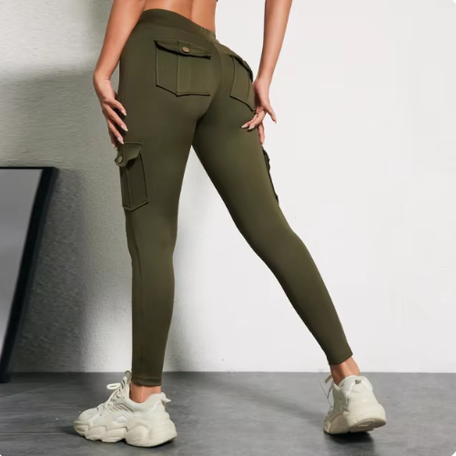 High Elastic Fitness Pants with Pockets
