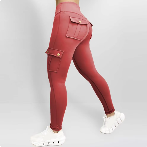 High Elastic Fitness Pants with Pockets