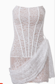Asymmetric Lace Mini Dress with Corset